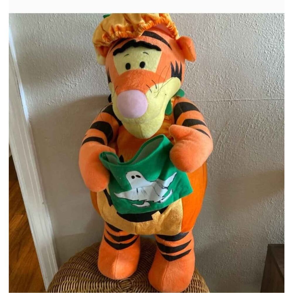 Disneys Tigger As A Pumpkin For Halloween Standing Stuffed.26" Tall set of 2